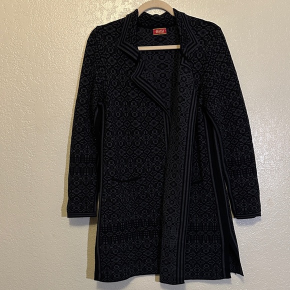 Oleana Merino and Silk Open Front Longline Cardigan EUC L